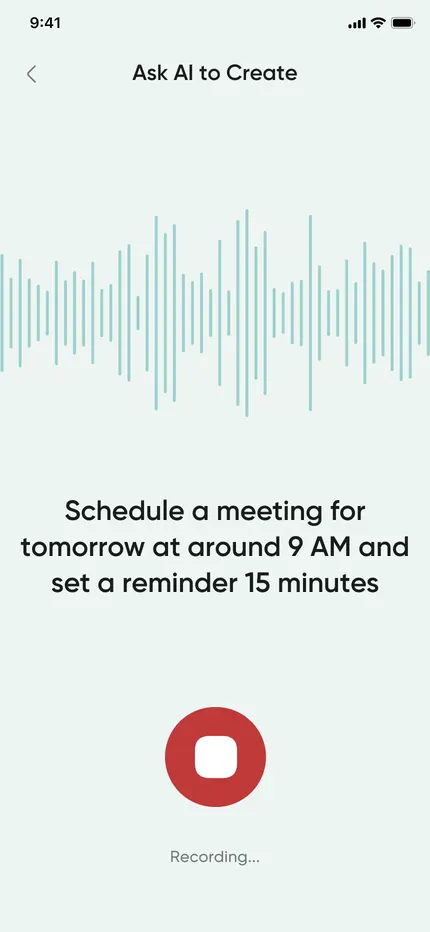 Asking Fami's AI to create a calendar event